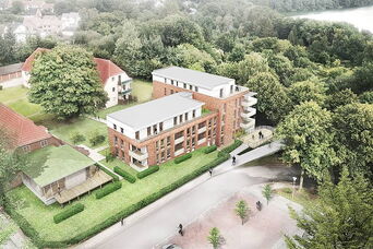 Neubau eines Mehrfamilienhauses mit<br>19 WE u. einer Wohngruppe in Eutin <br>Bauzeit: 2023 - 2024 <br>Leistungsspektrum: HOAI Phase: 1-9